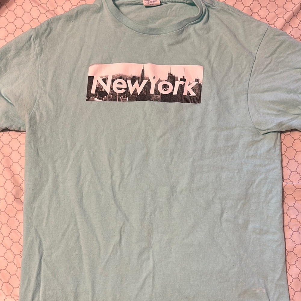 Blue Short Sleeve Tee with New York Graphic